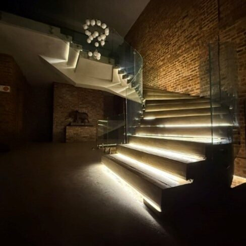 light under stairs